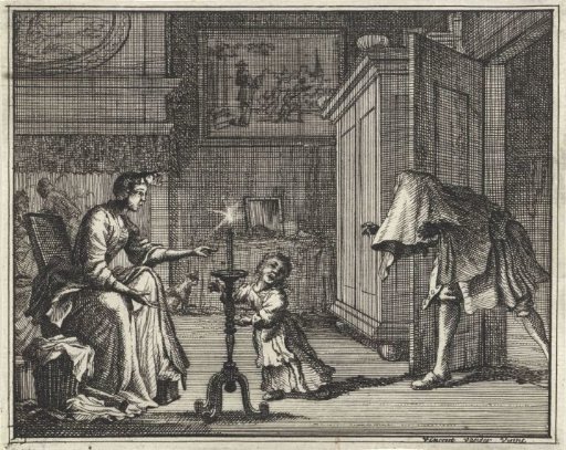 Father Startling a Child in an Interior