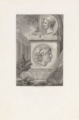Medallions with Portraits of Alexander the Great and Julius Caesar on a Pillar