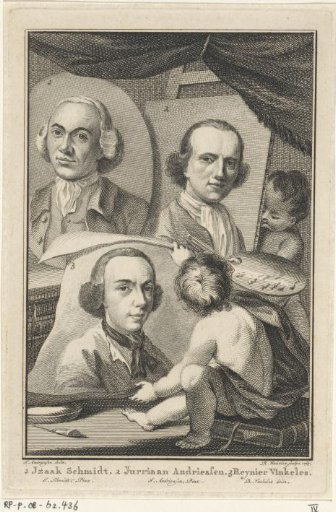 Portraits of Izaak Schmidt, Jurriaan Andriessen and Reinier Vinkeles