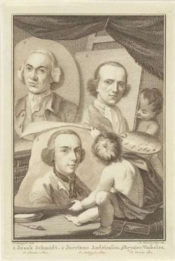 Portraits of Izaak Schmidt, Jurriaan Andriessen and Reinier Vinkeles
