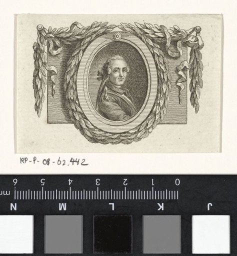 Portrait of possibly Denis Diderot, surrounded by a laurel wreath