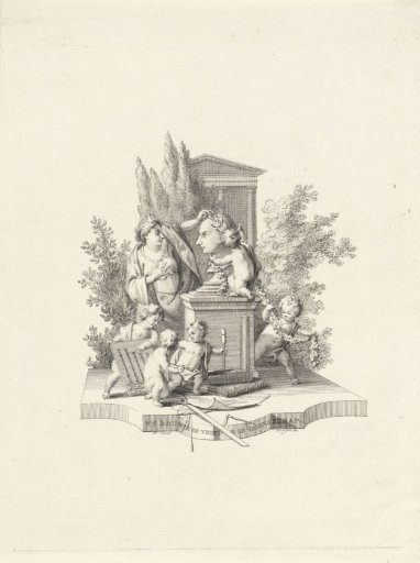 Allegorical representation with a bust of Jacob Otten Huslij