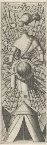 Armorial trophy with a tent at the bottom