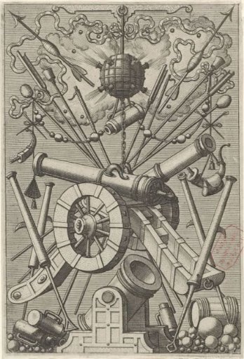 Flat decoration consisting of a trophy of arms