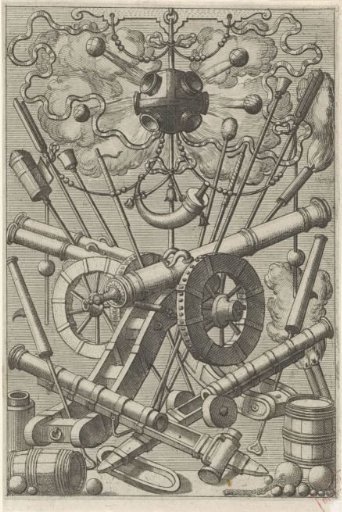 Flat decoration consisting of a trophy of arms
