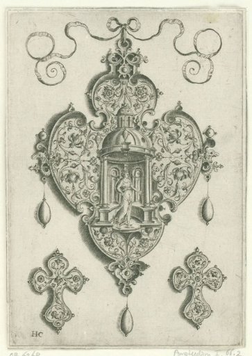 Front of a pendant, with Diana in a niche
