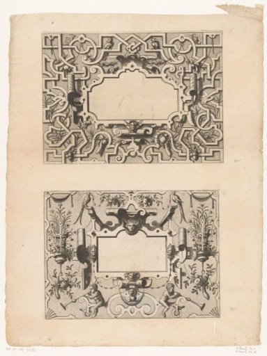 Cartouches with birds and putti