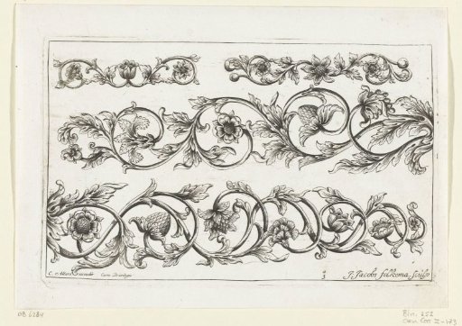 Four horizontal or vertical vines with flowers and leaves