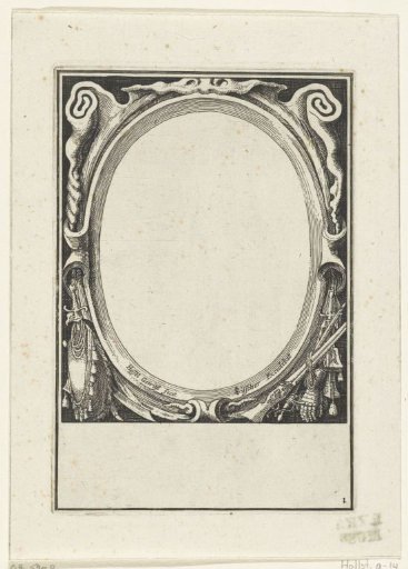 Oval cartouche with a strapwork border