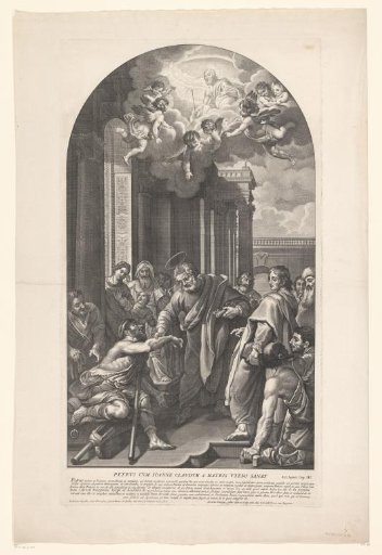 Peter and John healing a lame man at the temple gate