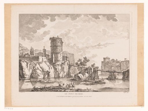 River Landscape with a Wooden Bridge to a Ruined Tower
