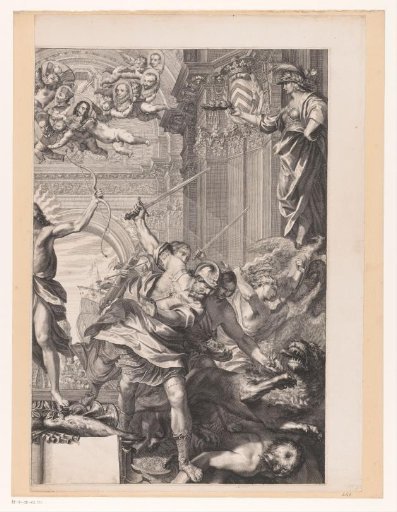 Allegorical representation with Armand-Jean du Plessis, Duke of Richelieu, in the company of Apollo and Neptune (upper right part)