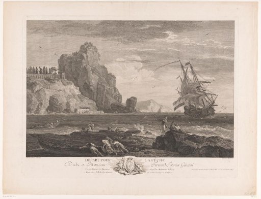 Coastal landscape with fishermen