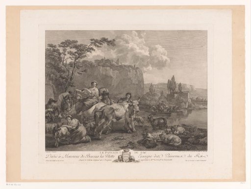 Resting shepherds and travelers at the water's edge