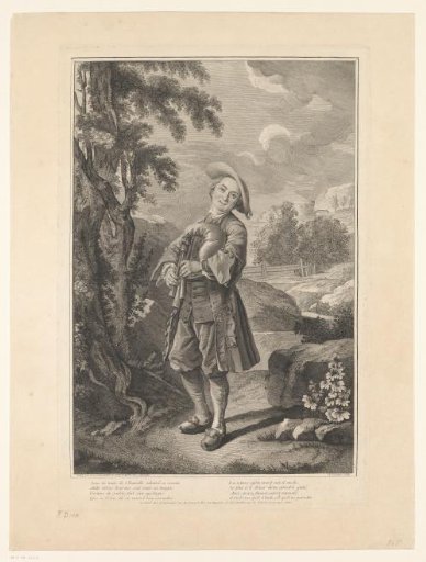 Bagpiper in a landscape