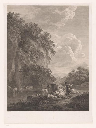 Satyrs and dryads on the bank of a river