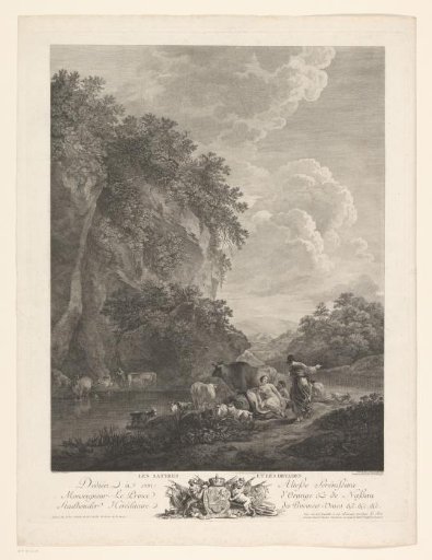 Satyrs and dryads on the bank of a river