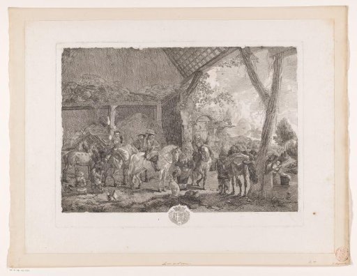 Hunting party, departing from a stable