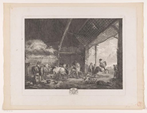 Figures and horses in the stable of the post office