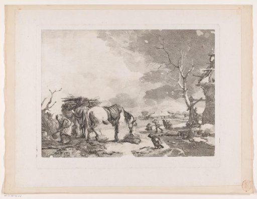 Woodcutters in a winter landscape