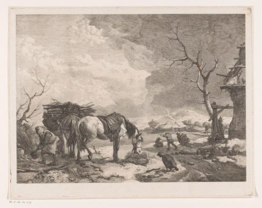 Woodcutters in a winter landscape