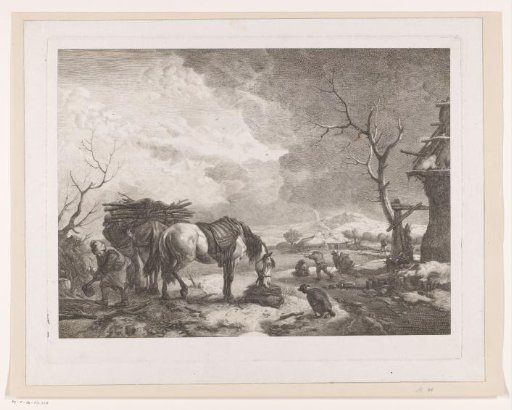 Woodcutters in a winter landscape