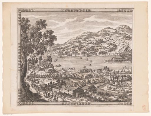 Peace conference on Île des Faisans with Kings Louis XIV and Philip IV (left part)