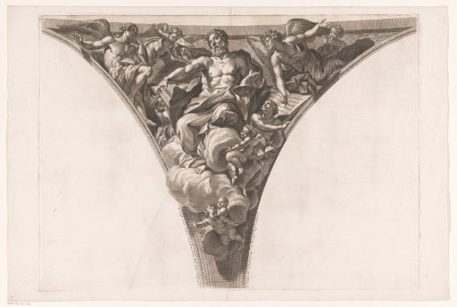 Evangelist Matthew on clouds surrounded by angels