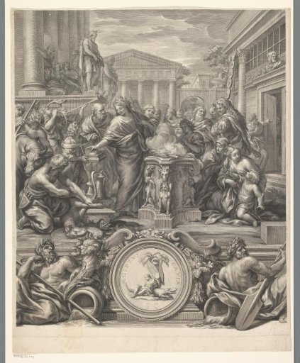 Sacrifice on the Temple Square in a monumental frame (lower middle part)