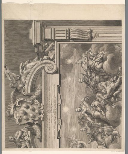 Allegory on Cosimo III de' Medici in a monumental frame (upper right part)