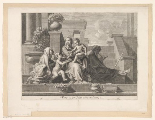 Holy Family on a staircase with Elizabeth and John the Baptist