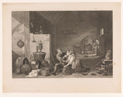 Interior with a man caught by his wife