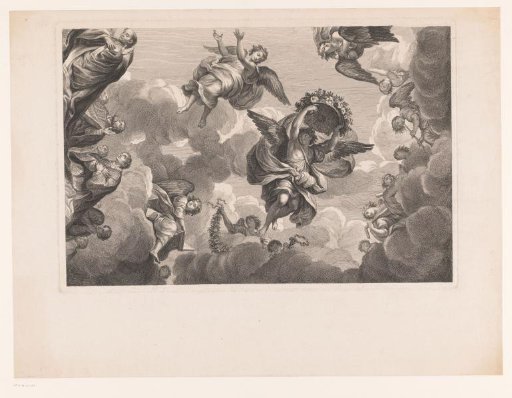 Ceiling decoration with angels and clergymen