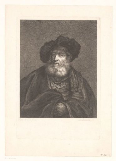Portrait of an old man with beard and hat