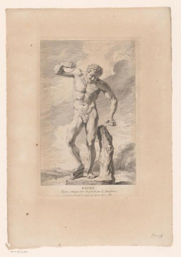 Statue of a faun playing music