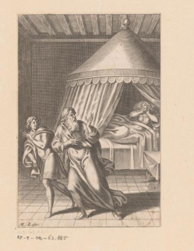 Alcimenes sees Chariclea lying in bed