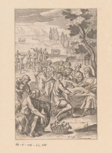 Meeting between Calasiris and some Phoenician merchants during a feast