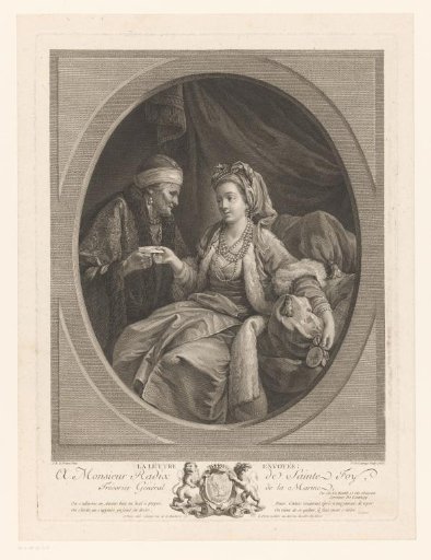Woman Sending a Letter with an Old Woman
