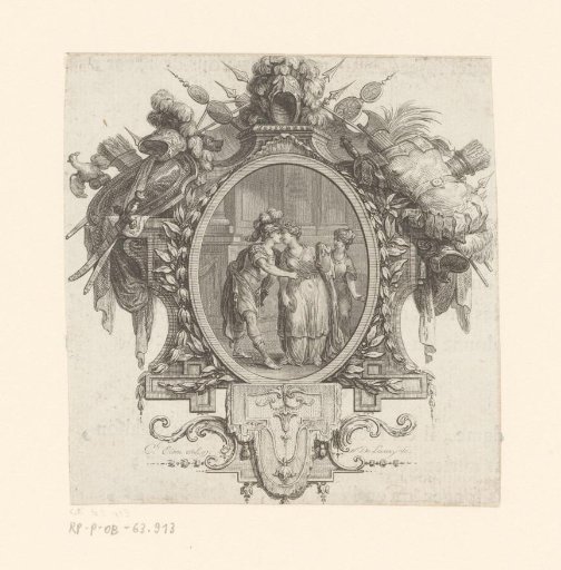 Vignette with a Soldier Greeting a Woman