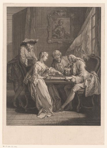 Salon Interior with a Company Playing Tric-trac