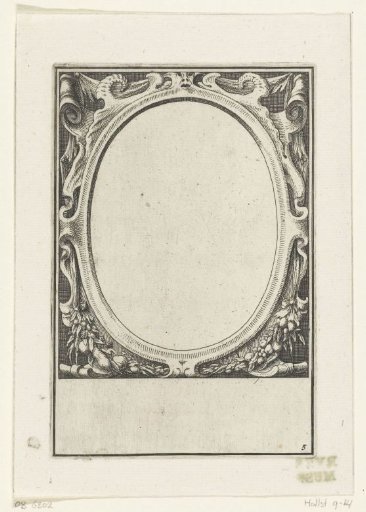 Oval cartouche with volutes in the corners