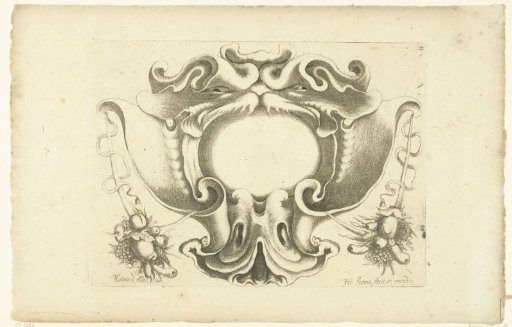 Cartouche with a compartment in the form of an open monster's mouth