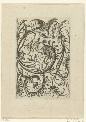 Panel with leaf scrolls terminating in two dragons