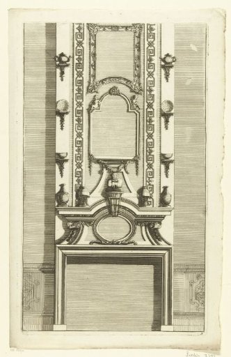 Fireplace Mantel with Three Mirrors