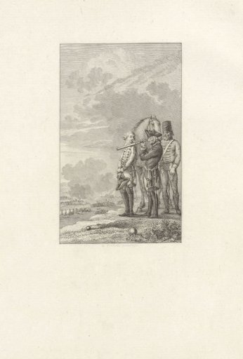 Three Men Observing a Battle