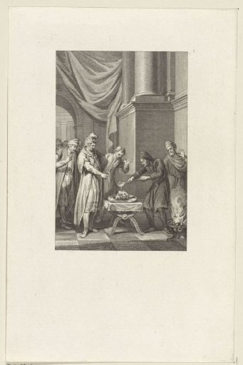 Parthians pour molten gold into the severed head of Crassus