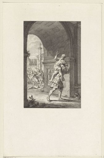 Oppius is carried out of Rome by his son