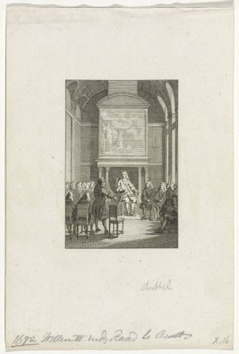 Prince William III received in the vroedschap in Amsterdam, 1672