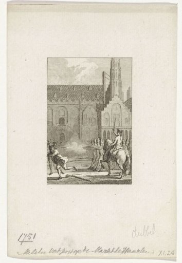 Militia firing on the rioters in Haarlem, 1750
