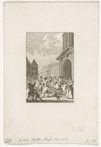 Dragoons entering the Witte Poort in Leiden, 1748